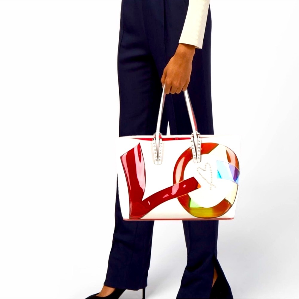 EUC-Christian Louboutin Spike Studs Kabata Love Tote w/COA - Picture 2 of 13